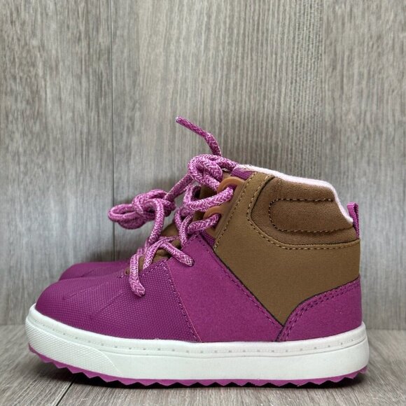 OshKosh B'Gosh Boots Toddler Girls Sz 6M Berry Pink Brown Lace Up Shoes Wistman - Picture 2 of 12